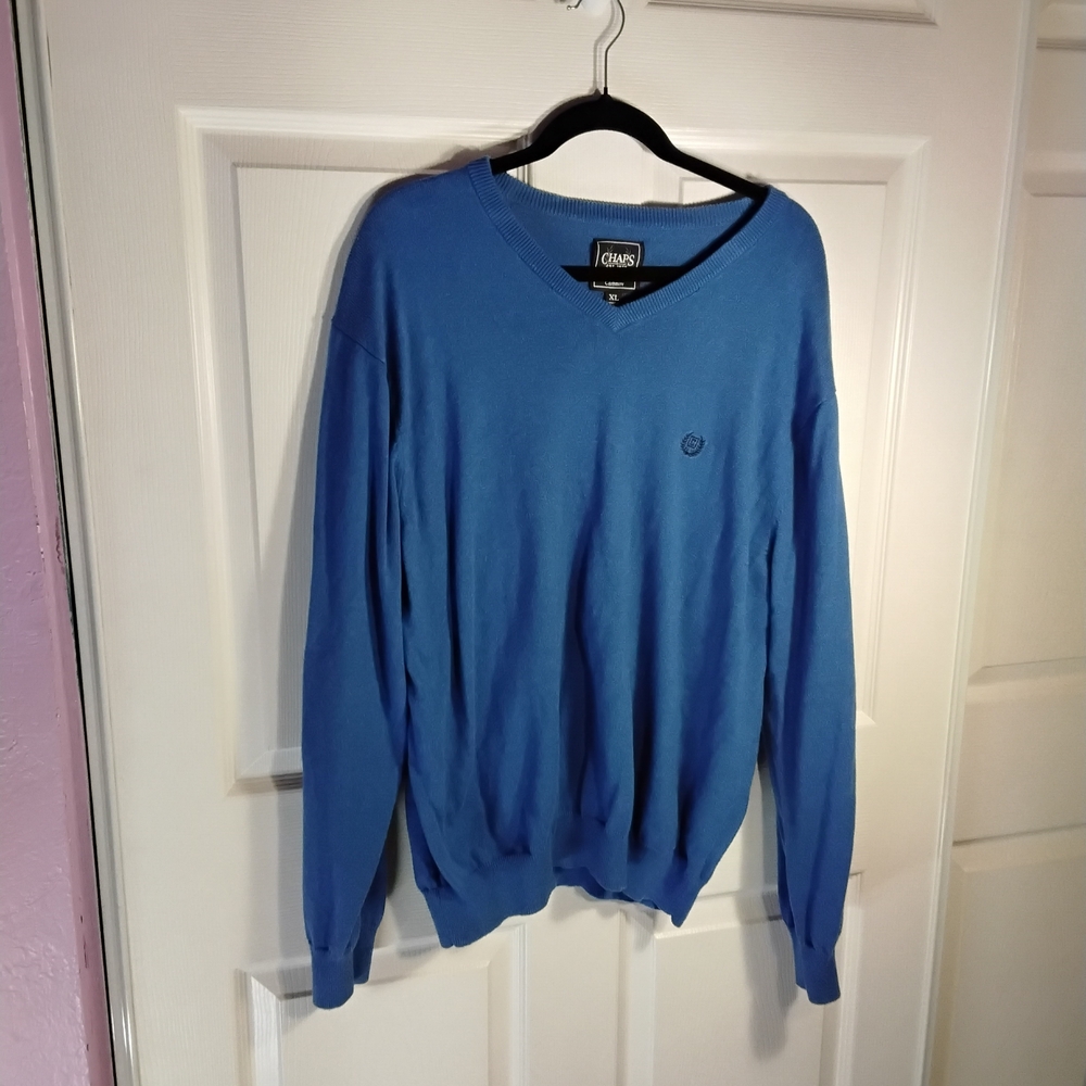 Chaps Sky Blue V-Neck Sweater